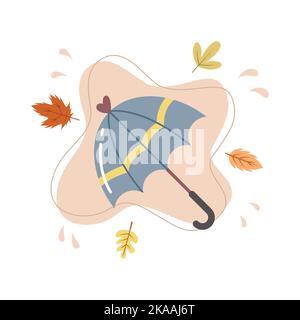 Flat illustration of umbrella for hygge autumn celebration illustration Stock Vector