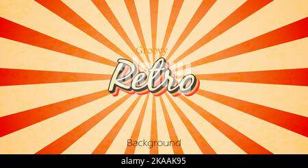 Abstract background retro style with groovy sunburst and grunge texture vintage design Stock Vector