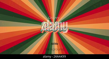 Abstract background retro style with groovy sunburst and grunge texture colorful vintage design Stock Vector