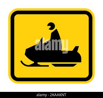 Snowmobile Crossing Sign On White Background Stock Vector