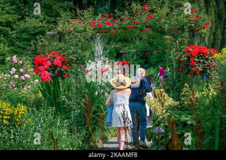 Rose Garden, Butchart Gardens, Brentwood Bay, Greater Victoria, British Columbia, Canada Stock Photo