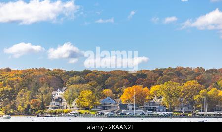 Dering harbor and shelter island heights on a fall day Stock Photo