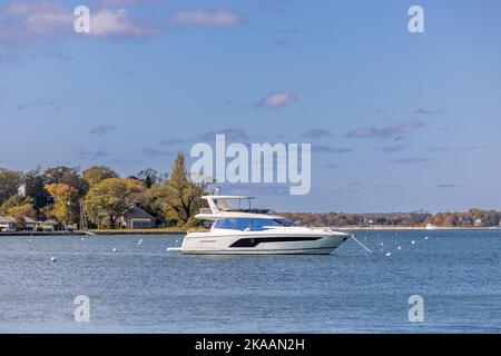 Dering harbor and shelter island heights on a fall day Stock Photo