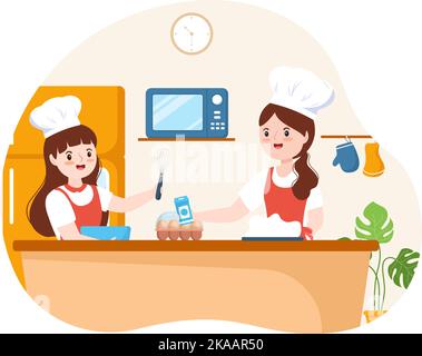 Cooking School With Kids and Teacher in a Class Learning to Learn Cooks ...