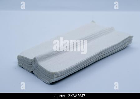 hite napkins on white background Stock Photo