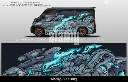 car livery graphic vector. abstract grunge background design for vehicle vinyl wrap and car branding Stock Vector