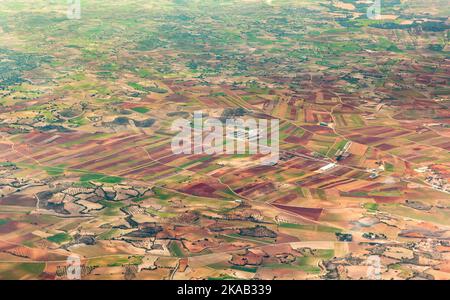 aerial of countryside and fields around madrid Stock Photo