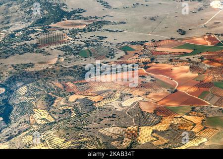 aerial of countryside and fields around madrid Stock Photo