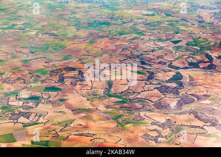 aerial of countryside and fields around madrid Stock Photo