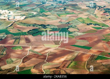 aerial of countryside and fields around madrid Stock Photo