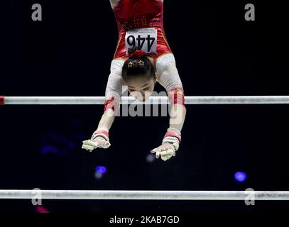 Liverpool, Britain. 1st Nov, 2022. Wei Xiaoyuan of China competes on ...