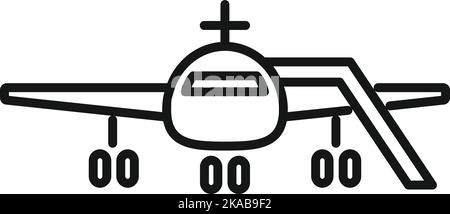 Airplane stairs icon outline vector. Airport support. Cargo truck Stock Vector