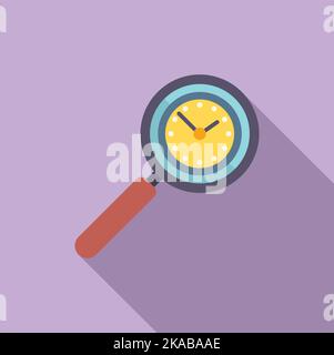 Time search control icon flat vector. Work project. Timer watch ...