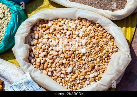 olibanum for sale in a sack on the outdoor market Stock Photo
