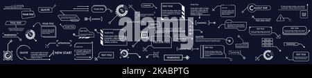 Tech digital Callouts titles in futuristic HUD style. Interface Callouts titles.  Stock Vector