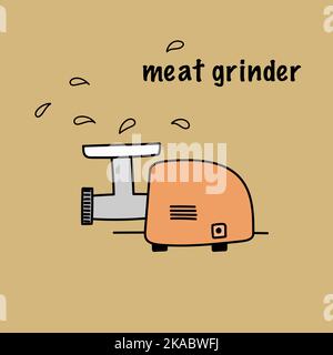 cute orange meat grinder hand drawn illustration Stock Vector
