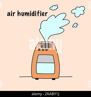 cute orange color hand drawn humidifier art Stock Vector