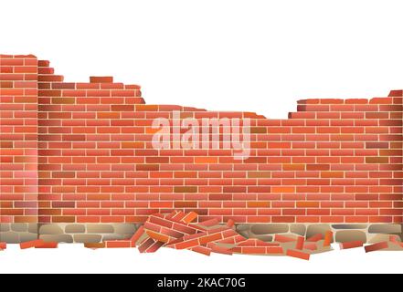 Brick fence with columns and stone foundation. Horizontal seamless ...
