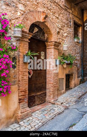 Spello. Ancient atmosphere in the medieval village Stock Photo