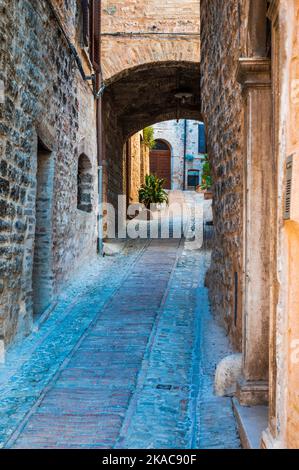 Spello. Ancient atmosphere in the medieval village Stock Photo