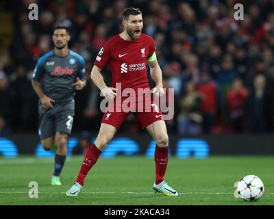 Liverpool, England, 1st November 2022.  James Milner of Liverpool during the UEFA Champions League match at Anfield, Liverpool. Picture credit should read: Darren Staples / Sportimage Stock Photo