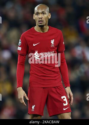 Liverpool, England, 1st November 2022.  Fabinho of Liverpool during the UEFA Champions League match at Anfield, Liverpool. Picture credit should read: Darren Staples / Sportimage Stock Photo