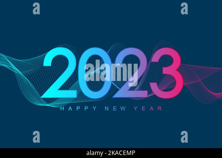 Modern futuristic template banner or cover for Merry Christmas and Happy New Year 2023 with connected lines and dots. Plexus geometric effect. Global Stock Vector