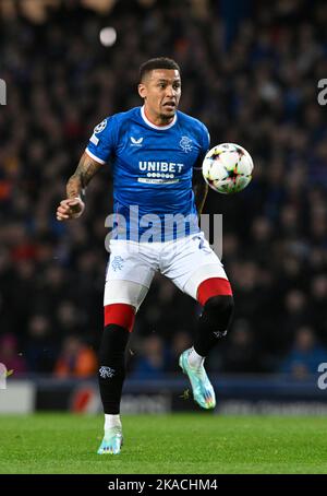 Glasgow, Scotland, 1st November 2022.   James Tavernier of Rangers during the UEFA Champions League match at Ibrox Stadium, Glasgow. Picture credit should read: Neil Hanna / Sportimage Stock Photo