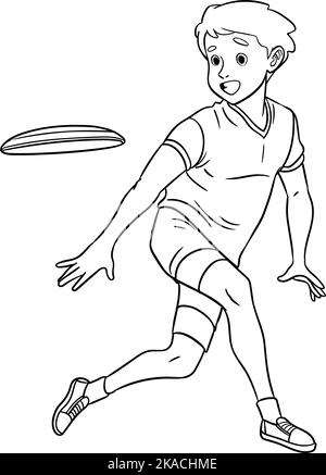 Frisbee Isolated Coloring Page for Kids Stock Vector