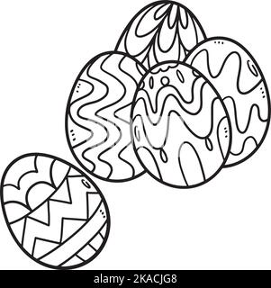 Five Easter Eggs Isolated Coloring Page for Kids Stock Vector