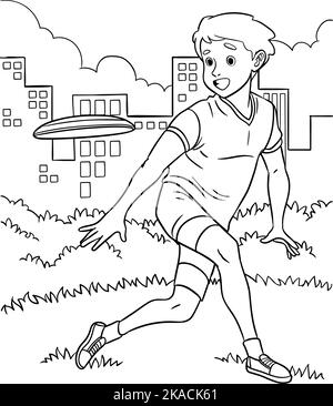 Frisbee Coloring Page for Kids Stock Vector
