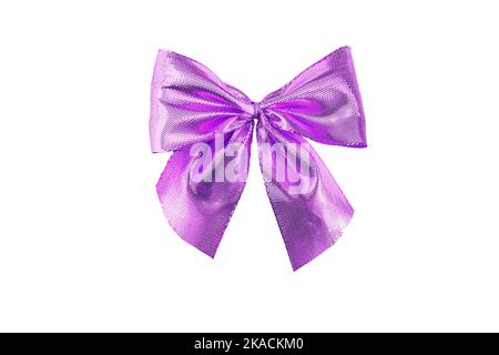 Violet brilliant Ribbon Bow isolated on white background Stock Photo