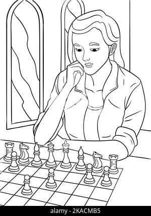 girl playing checkers clip art