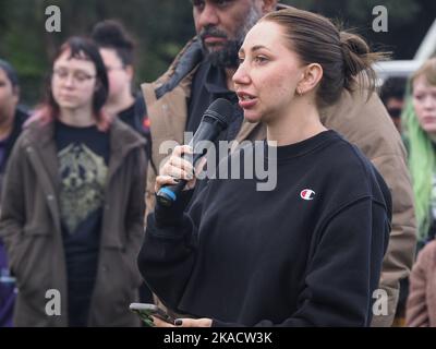 Canberra, Australia, 02/11/2022, Hundreds of people gathered at the Aboriginal Tent Embassy in Canberra to remember Cassius Turvey Stock Photo