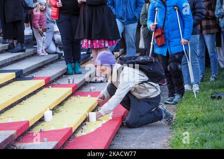 Canberra, Australia, 02/11/2022, Hundreds of people gathered at the Aboriginal Tent Embassy in Canberra to remember Cassius Turvey Stock Photo