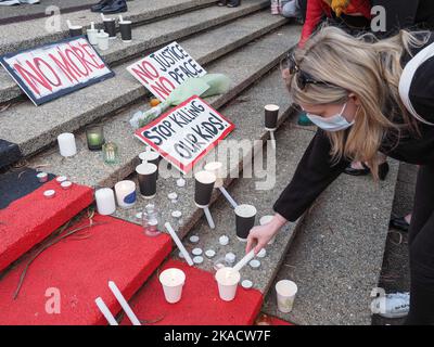 Canberra, Australia, 02/11/2022, Hundreds of people gathered at the Aboriginal Tent Embassy in Canberra to remember Cassius Turvey Stock Photo