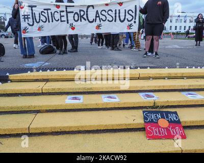 Canberra, Australia, 02/11/2022, Hundreds of people gathered at the Aboriginal Tent Embassy in Canberra to remember Cassius Turvey Stock Photo