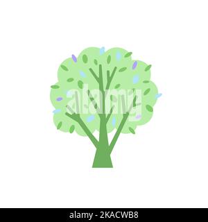 Vector illustration in pastel colors. Spring tree simple element or logo Stock Vector