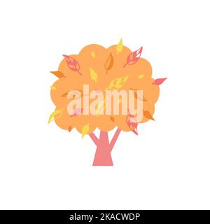 Vector illustration in pastel colors. Autumn tree simple element Stock Vector