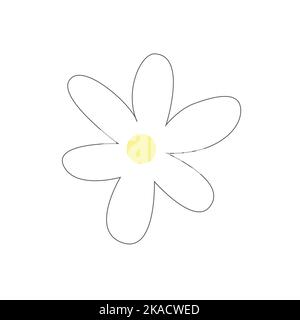 Simple color flower. Vector illustration in hand drawn style Stock Vector