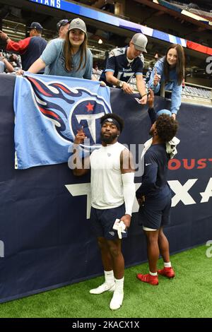 Tennessee Titans linebacker David Long (51) celebrates an interception  after during a NFL game against the Los Angeles Rams, Sunday, Nov. 7, 2021,  in Inglewood, the Titans defeated the Rams 28-16. (Jon