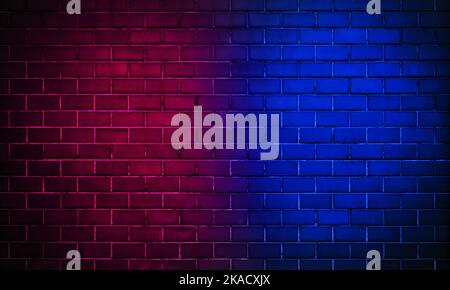 Lighting Effect red and blue on brick wall for background party happy new year happiness concept , For showing products or placing products Stock Photo