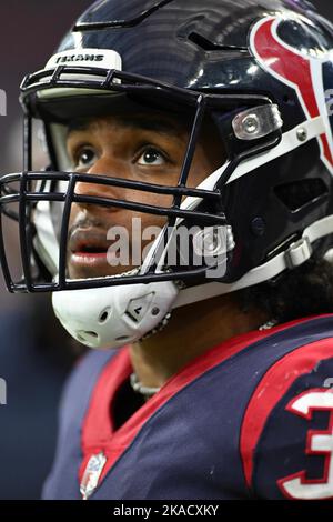 Indianapolis Colts offensive tackle Bernhard Raimann (79) and Houston  Texans defensive end Troy Hairston (34) share a moment after the NFL  football game between the Indianapolis Colts and the Houston Texans on