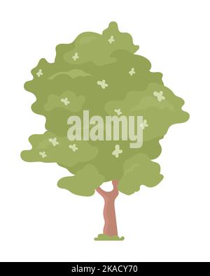 Blooming tree semi flat color vector object Stock Vector