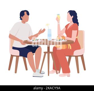Romantic date semi flat color vector characters Stock Vector