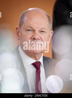 Berlin, Germany. 02nd Nov, 2022. Chancellor Olaf Scholz (SPD) attends the Federal Cabinet meeting at the Chancellor's Office. Credit: Kay Nietfeld/dpa/Alamy Live News Stock Photo