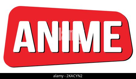 ANIME text written on red trapeze stamp sign. Stock Photo