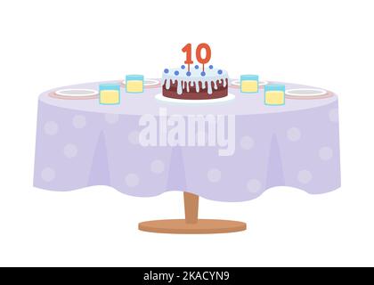 Child birthday festive board semi flat color vector object Stock Vector