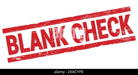 BLANK CHECK text written on red rectangle stamp sign. Stock Photo