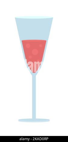 Glass of sparkling wine semi flat color vector object Stock Vector